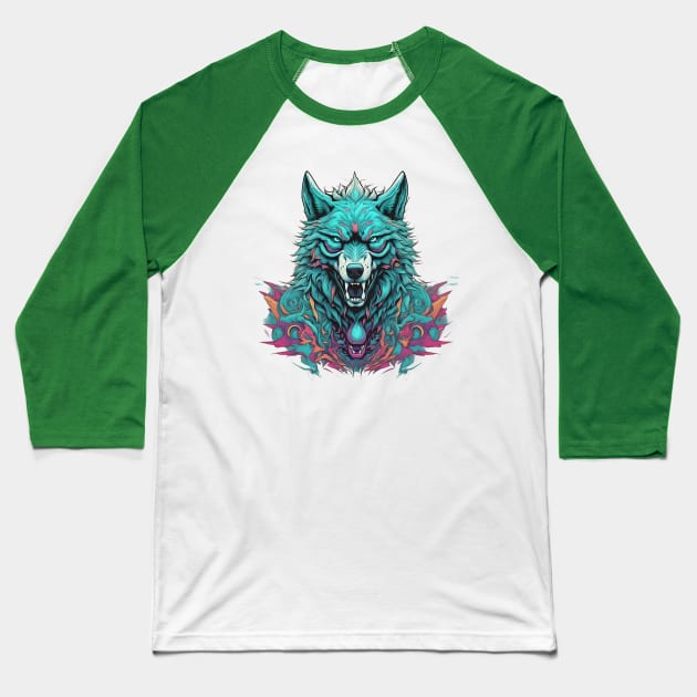 Warrior powerful wolf digital art Baseball T-Shirt by Cristilena Lefter